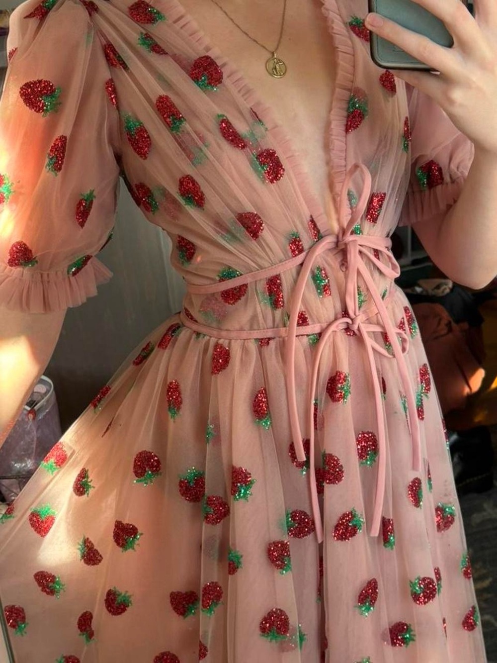 Lirika Matoshi Pink Strawberry Dress